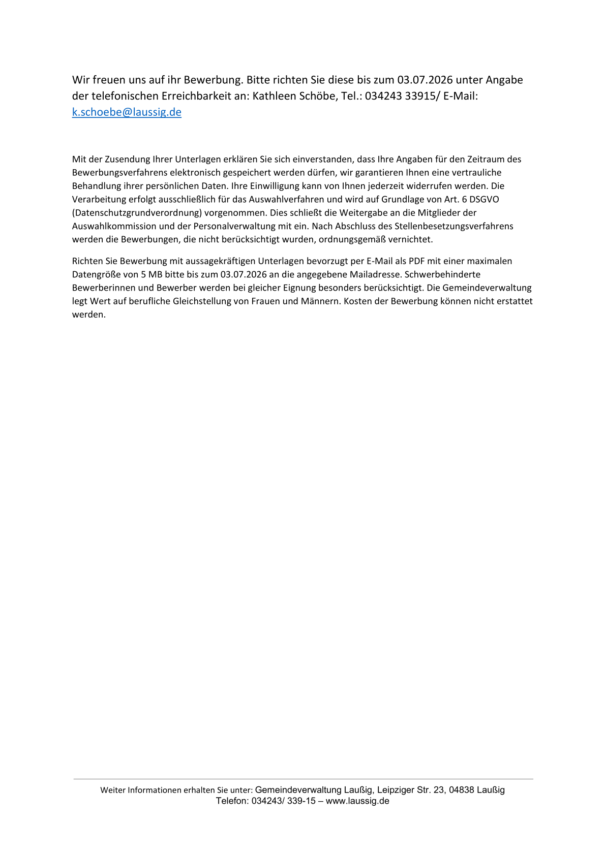 Stellenausschreibung Mitarbeiter Bauhof - Seite 2 Stellenausschreibung Mitarbeiter Bauhof - Seite 2